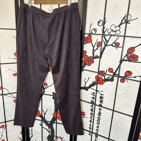 J Jill Womens Pants Size M Pull On Stretch Velvet Brown Straight Leg Pockets - Picture 2 of 6